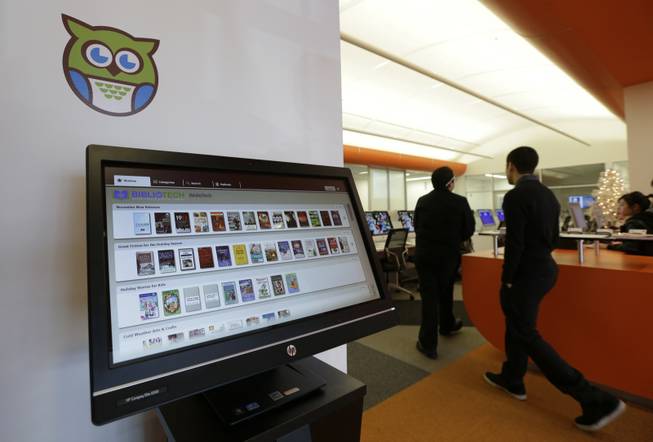A computer screen displays books available at BiblioTech, a first of its kind digital public library, Wednesday, Dec. 11, 2013, in San Antonio. Bexar Countys BibiloTech is the nation's only bookless public library, according to information gathered by the American Library Association.
